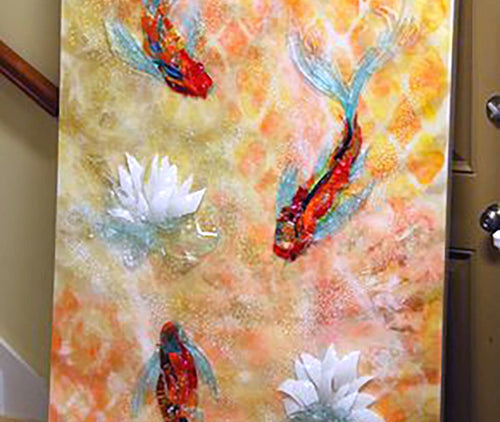 Large Custom Koi Fish Shard Art Painting!